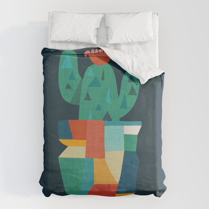 Blooming cactus in cracked pot Duvet Cover Gallery Image 6