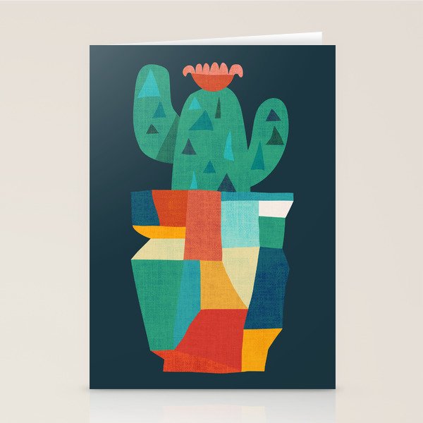 Blooming cactus in cracked pot Stationery Card Gallery Image 2
