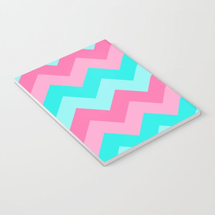 Hot Pink Turquoise Aqua Blue Chevron Zigzag Pattern Print Notebook Gallery Image 3