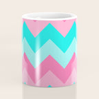 Hot Pink Turquoise Aqua Blue Chevron Zigzag Pattern Print Coffee Mug Gallery Image 4