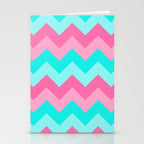 Hot Pink Turquoise Aqua Blue Chevron Zigzag Pattern Print Stationery Card Gallery Image 2