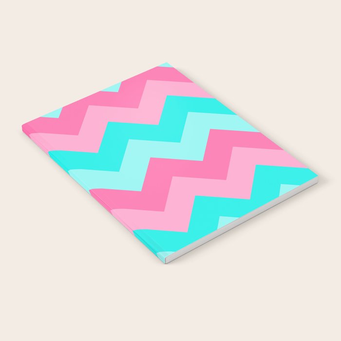 Hot Pink Turquoise Aqua Blue Chevron Zigzag Pattern Print Notebook Gallery Image 2