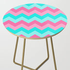 Hot Pink Turquoise Aqua Blue Chevron Zigzag Pattern Print Side Table Gallery Image 2