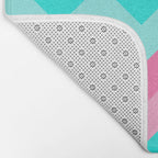 Hot Pink Turquoise Aqua Blue Chevron Zigzag Pattern Print Bath Mat Gallery Image 2