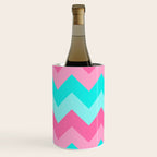 Hot Pink Turquoise Aqua Blue Chevron Zigzag Pattern Print Wine Chiller Gallery Image 3