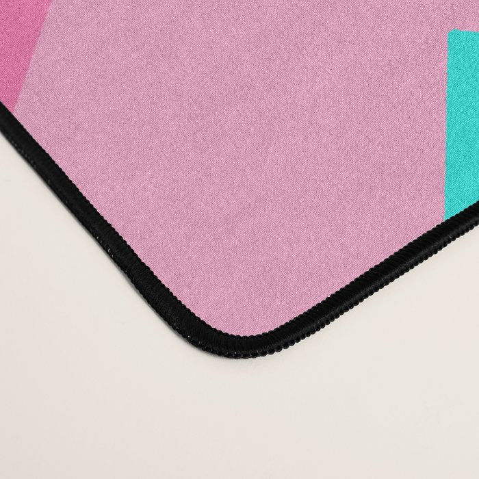 Hot Pink Turquoise Aqua Blue Chevron Zigzag Pattern Print Desk Mat Gallery Image 4