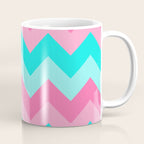 Hot Pink Turquoise Aqua Blue Chevron Zigzag Pattern Print Coffee Mug Gallery Image 1
