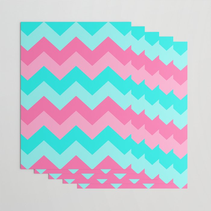 Hot Pink Turquoise Aqua Blue Chevron Zigzag Pattern Print Wrapping Paper Gallery Image 3