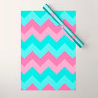 Hot Pink Turquoise Aqua Blue Chevron Zigzag Pattern Print Wrapping Paper Gallery Image 1