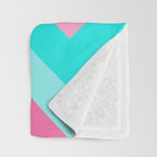 Hot Pink Turquoise Aqua Blue Chevron Zigzag Pattern Print Throw Blanket Gallery Image 3