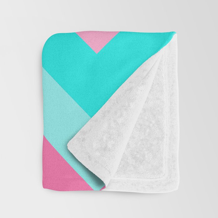 Hot Pink Turquoise Aqua Blue Chevron Zigzag Pattern Print Throw Blanket Gallery Image 3