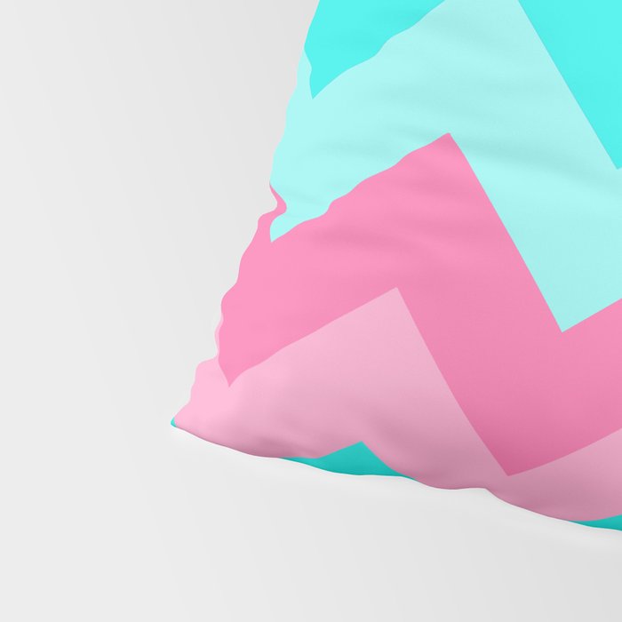 Hot Pink Turquoise Aqua Blue Chevron Zigzag Pattern Print Pillow Sham Gallery Image 4