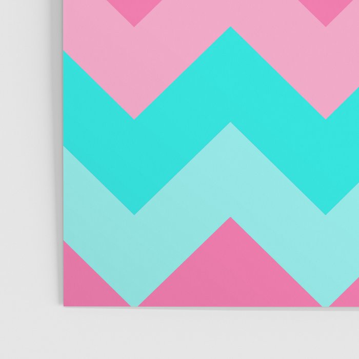 Hot Pink Turquoise Aqua Blue Chevron Zigzag Pattern Print Poster Gallery Image 3