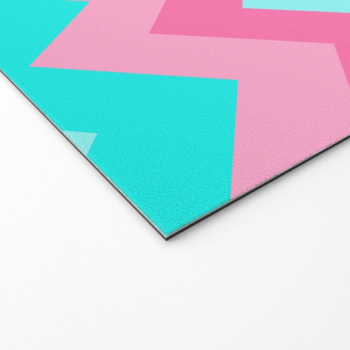 Hot Pink Turquoise Aqua Blue Chevron Zigzag Pattern Print Welcome Mat Gallery Image 2