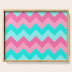 Hot Pink Turquoise Aqua Blue Chevron Zigzag Pattern Print Serving Tray Gallery Image 1