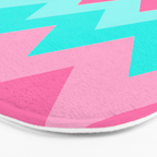 Hot Pink Turquoise Aqua Blue Chevron Zigzag Pattern Print Bath Mat Gallery Image 3