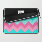 Hot Pink Turquoise Aqua Blue Chevron Zigzag Pattern Print Laptop Sleeve Gallery Image 2