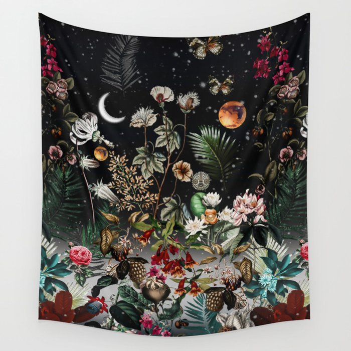 Future Garden Botanical Night Wall Tapestry Gallery Image 4