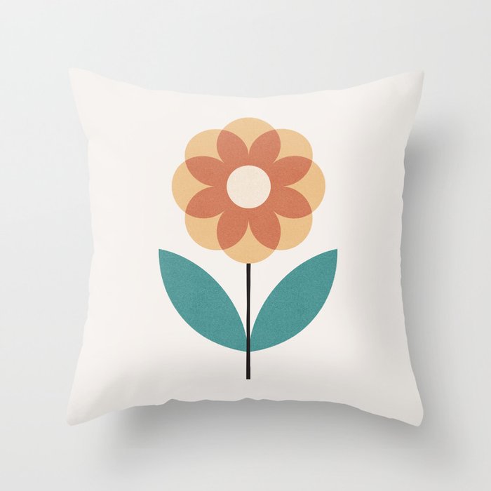 Retro Flower 2-1 Throw Pillow Gallery Image 1
