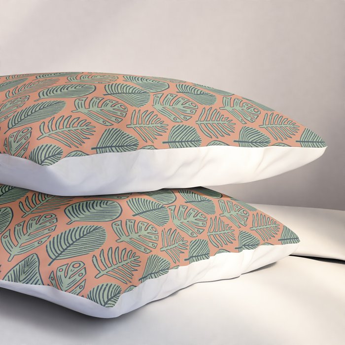 Tropical Fronds . Terracotta Pillow Sham Gallery Image 3