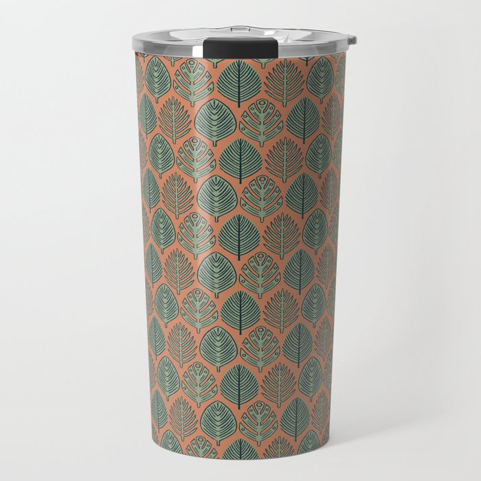 Tropical Fronds . Terracotta Travel Mug Gallery Image 1