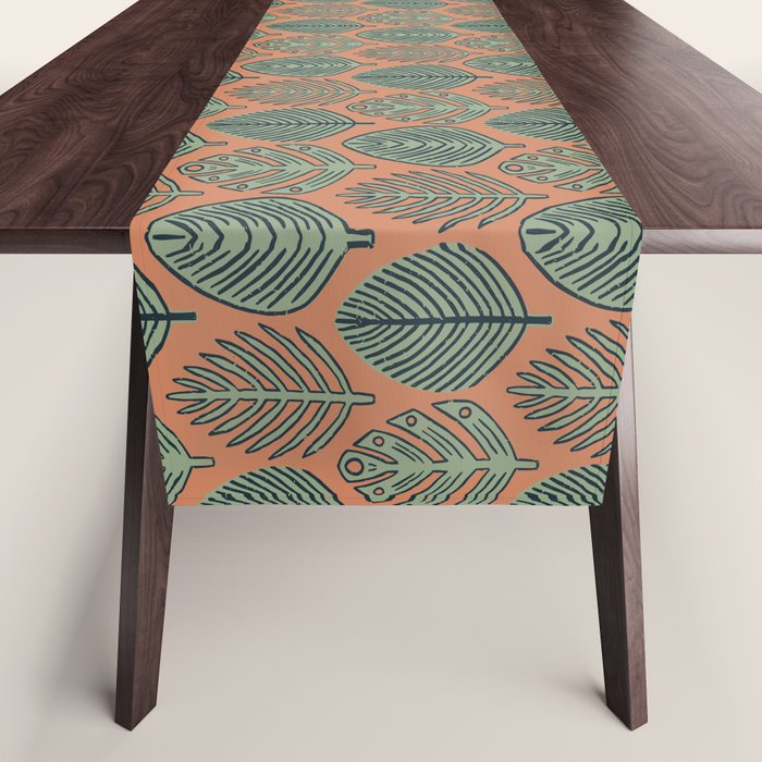 Tropical Fronds . Terracotta Table Runner Gallery Image 1