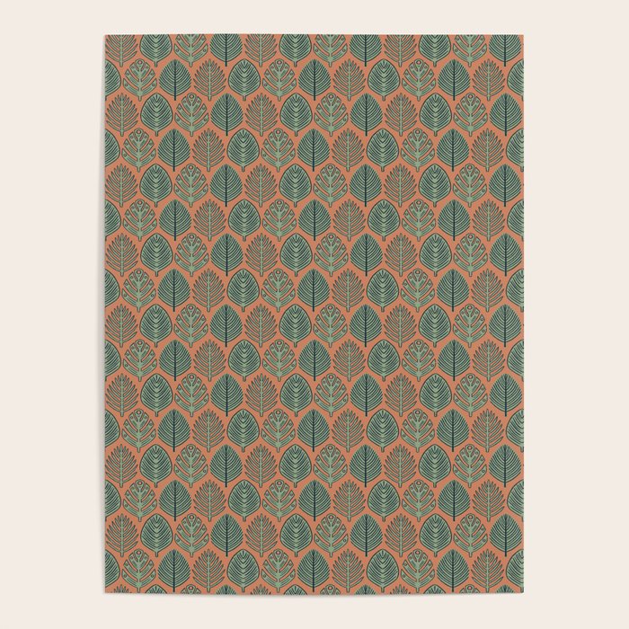 Tropical Fronds . Terracotta Poster Gallery Image 4