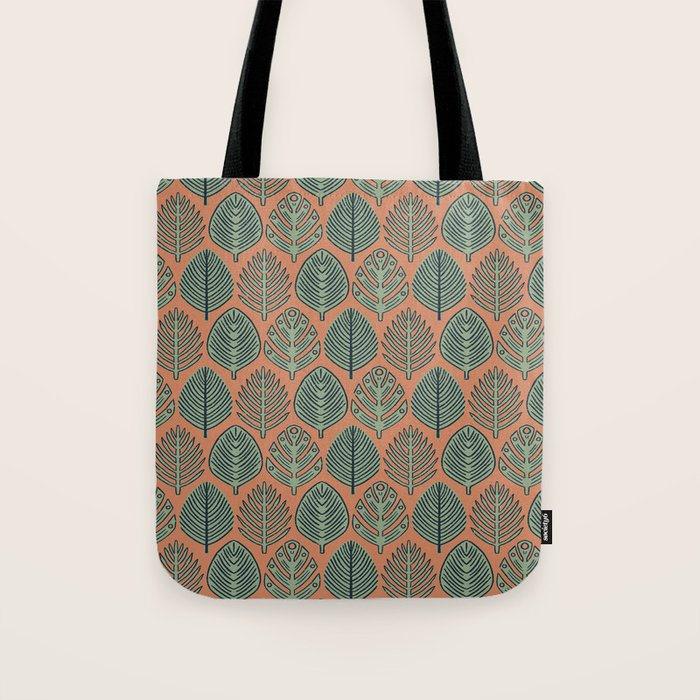 Tropical Fronds . Terracotta Tote Bag Gallery Image 1