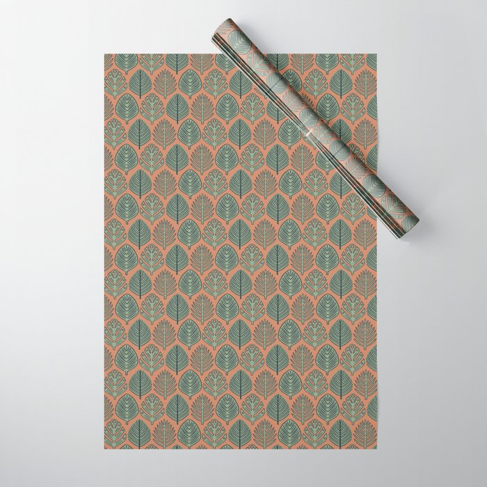 Tropical Fronds . Terracotta Wrapping Paper Gallery Image 1