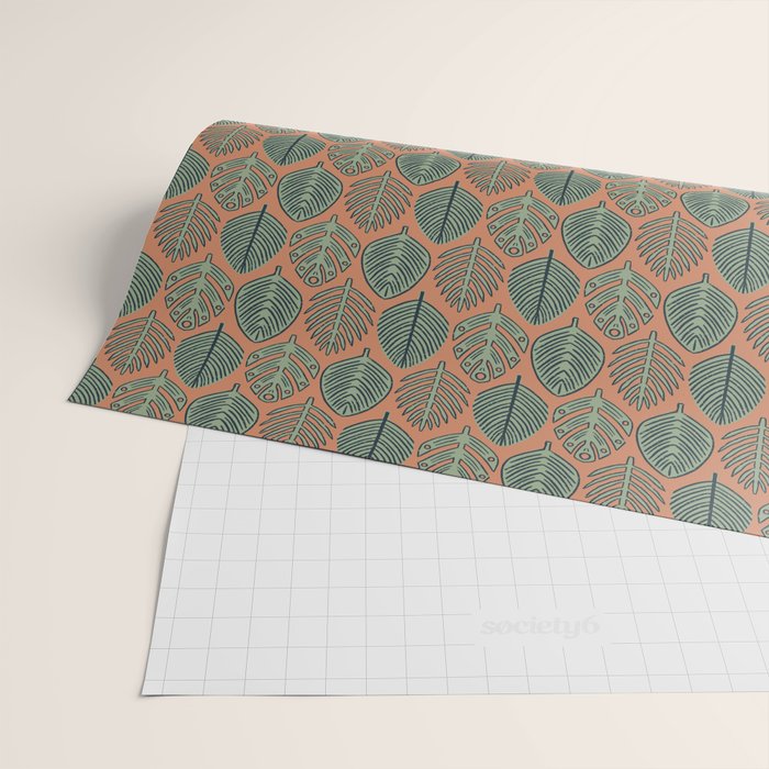 Tropical Fronds . Terracotta Wrapping Paper Gallery Image 2