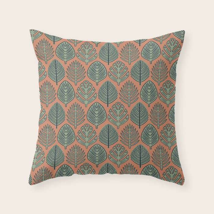 Tropical Fronds . Terracotta Throw Pillow Gallery Image 6