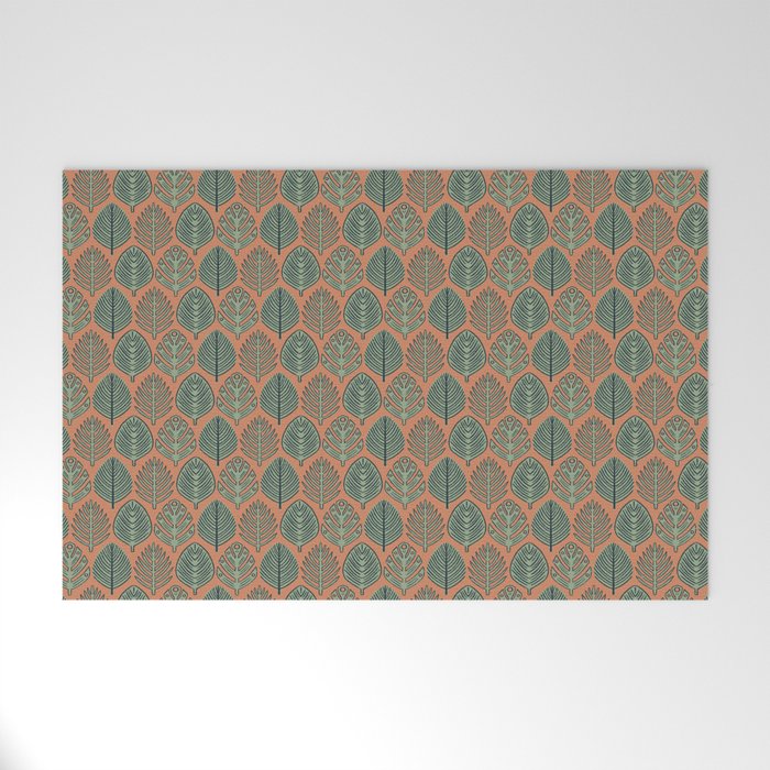 Tropical Fronds . Terracotta Welcome Mat Gallery Image 1