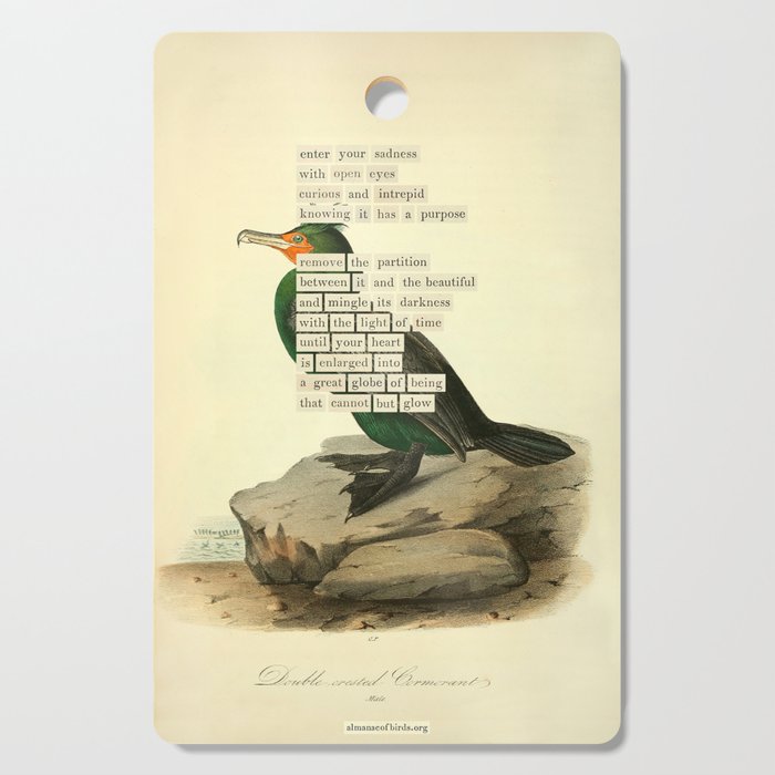 Bird Divinations: Double-Crested Cormorant (about: almanacofbirds.org) Cutting Board Gallery Image 1