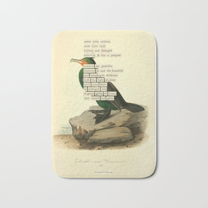 Bird Divinations: Double-Crested Cormorant (about: almanacofbirds.org) Bath Mat Gallery Image 1