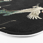 Asian Crane on Black Japanese Woodblock Art Bath Mat Gallery Image 3
