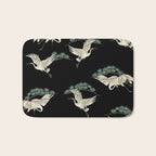 Asian Crane on Black Japanese Woodblock Art Bath Mat Gallery Image 1