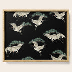 Asian Crane on Black Japanese Woodblock Art Serving Tray Gallery Image 1