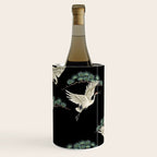 Asian Crane on Black Japanese Woodblock Art Wine Chiller Gallery Image 1
