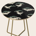 Asian Crane on Black Japanese Woodblock Art Side Table Gallery Image 2