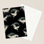 Asian Crane on Black Japanese Woodblock Art Stationery Card Gallery Image 2