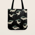 Asian Crane on Black Japanese Woodblock Art Tote Bag Gallery Image 1