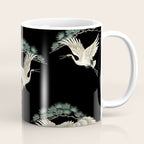 Asian Crane on Black Japanese Woodblock Art Coffee Mug Gallery Image 1