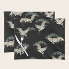 Asian Crane on Black Japanese Woodblock Art Placemat Gallery Image 1