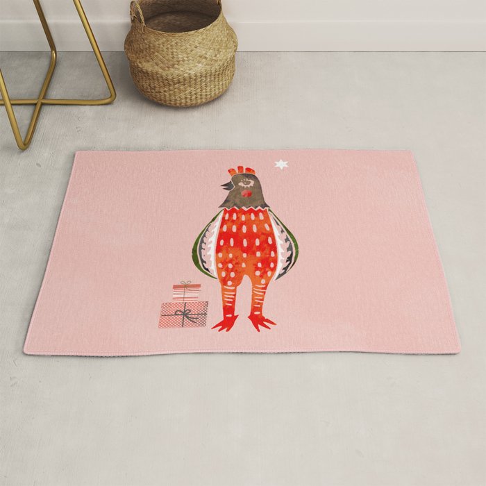Christmas Chicken - illustration Rug Gallery Image 1