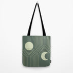 Mid Century Modern Geometric 126 in Forest Green Shades (Rainbow and Sun Abstraction) Tote Bag Gallery Image 2