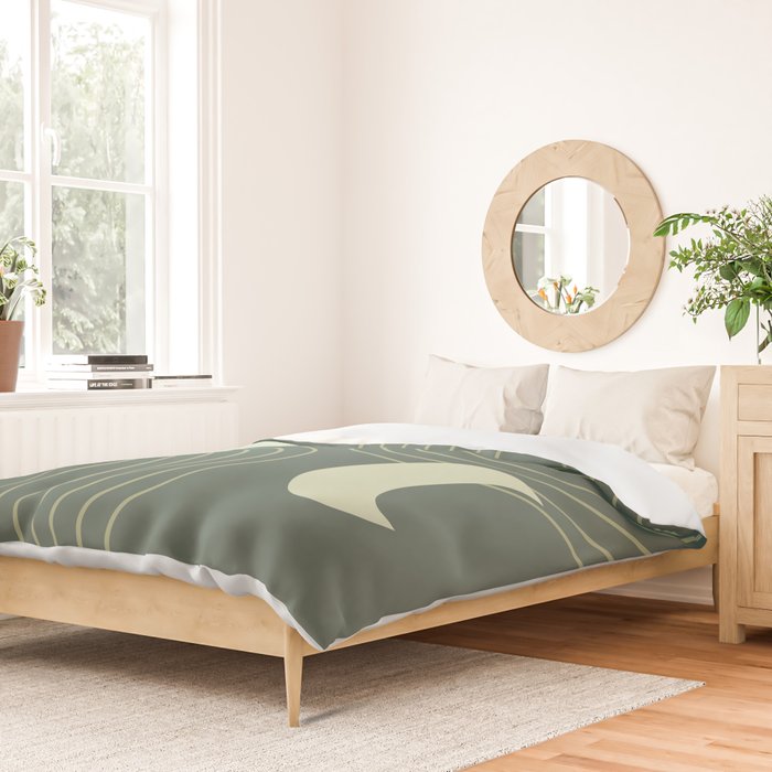 Mid Century Modern Geometric 126 in Forest Green Shades (Rainbow and Sun Abstraction) Duvet Cover Gallery Image 2