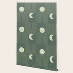 Mid Century Modern Geometric 126 in Forest Green Shades (Rainbow and Sun Abstraction) Wallpaper Gallery Image 2