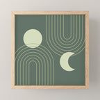 Mid Century Modern Geometric 126 in Forest Green Shades (Rainbow and Sun Abstraction) Mini Art Print Gallery Image 1