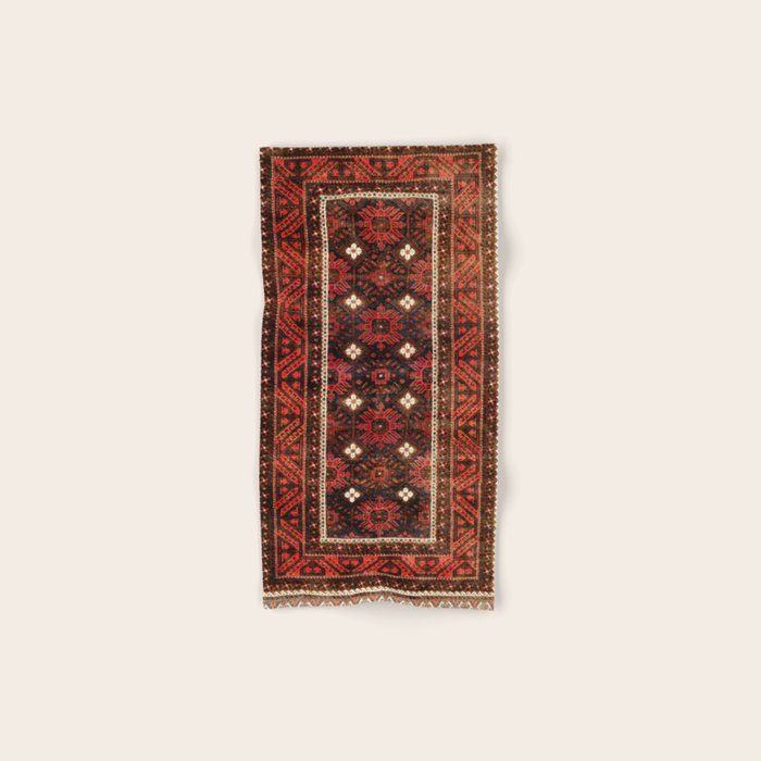 Belouch  Antique Khorasan Northeast Persian Rug Print Bath Towel Gallery Image 1