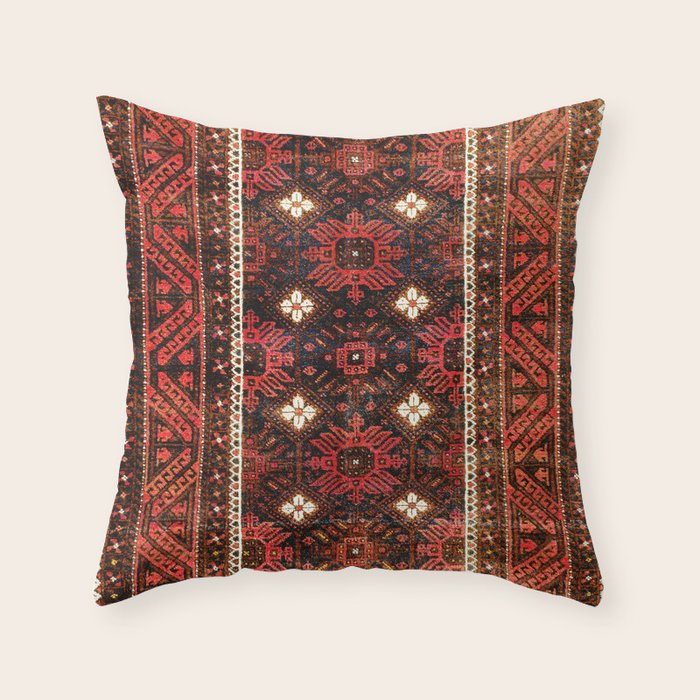 Belouch  Antique Khorasan Northeast Persian Rug Print Throw Pillow Gallery Image 1
